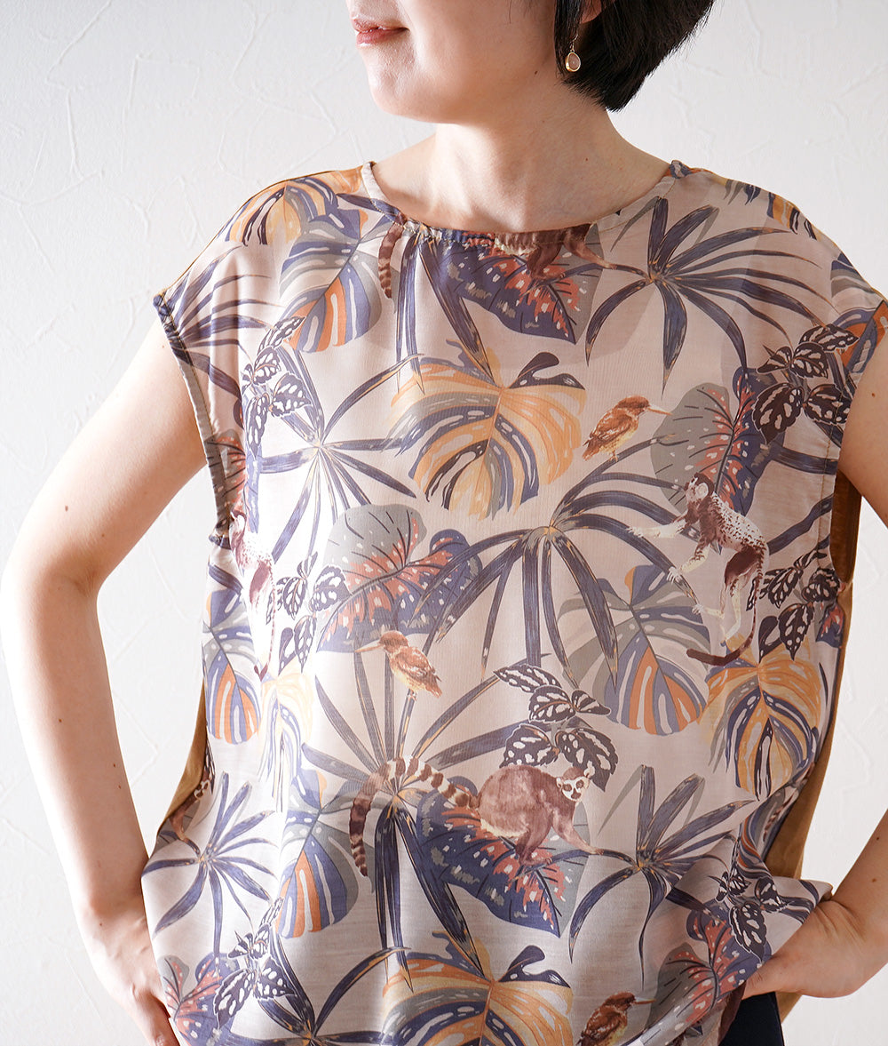 Botanical & Monkey 2way Blouse