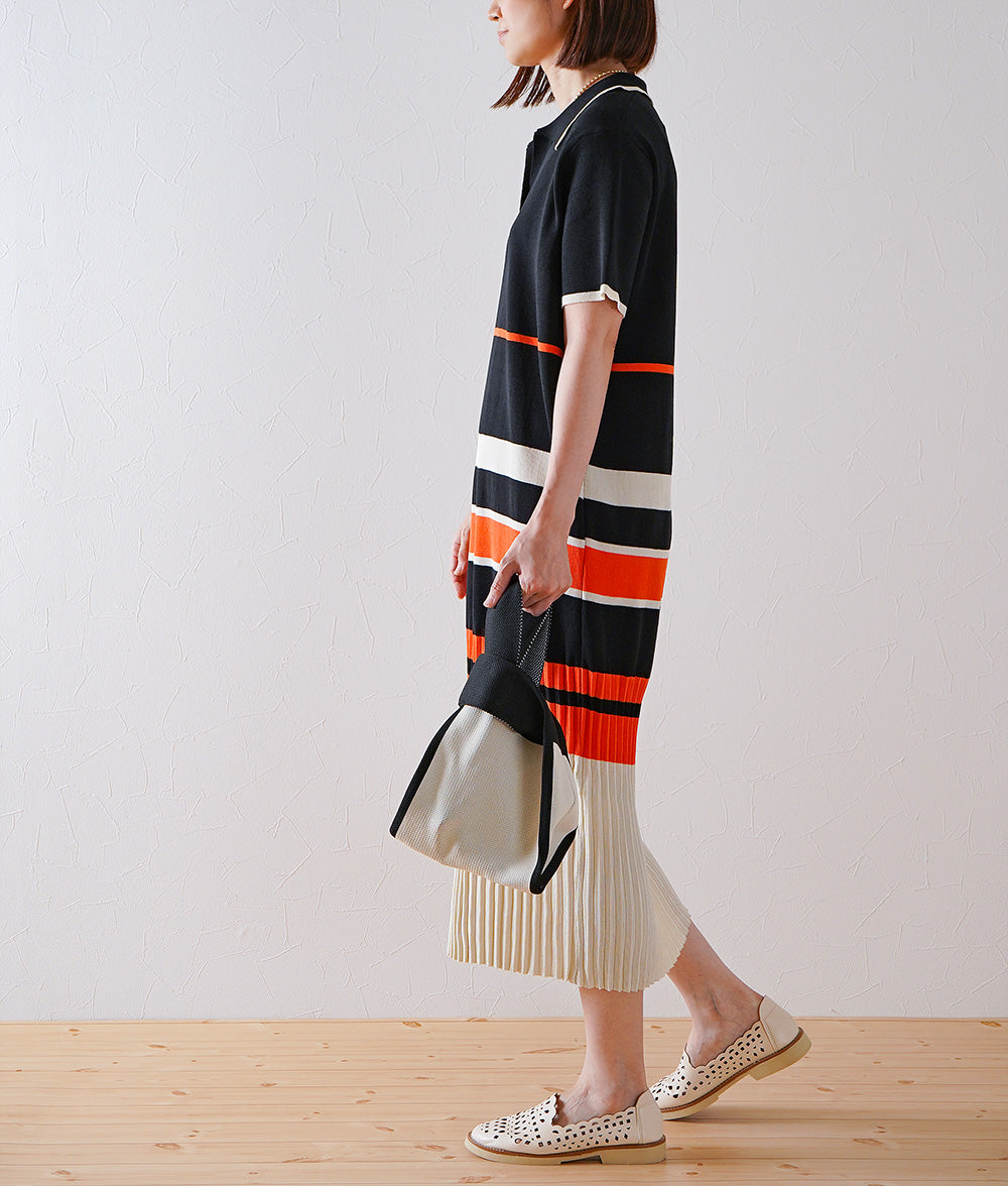 Random border polo knit dress