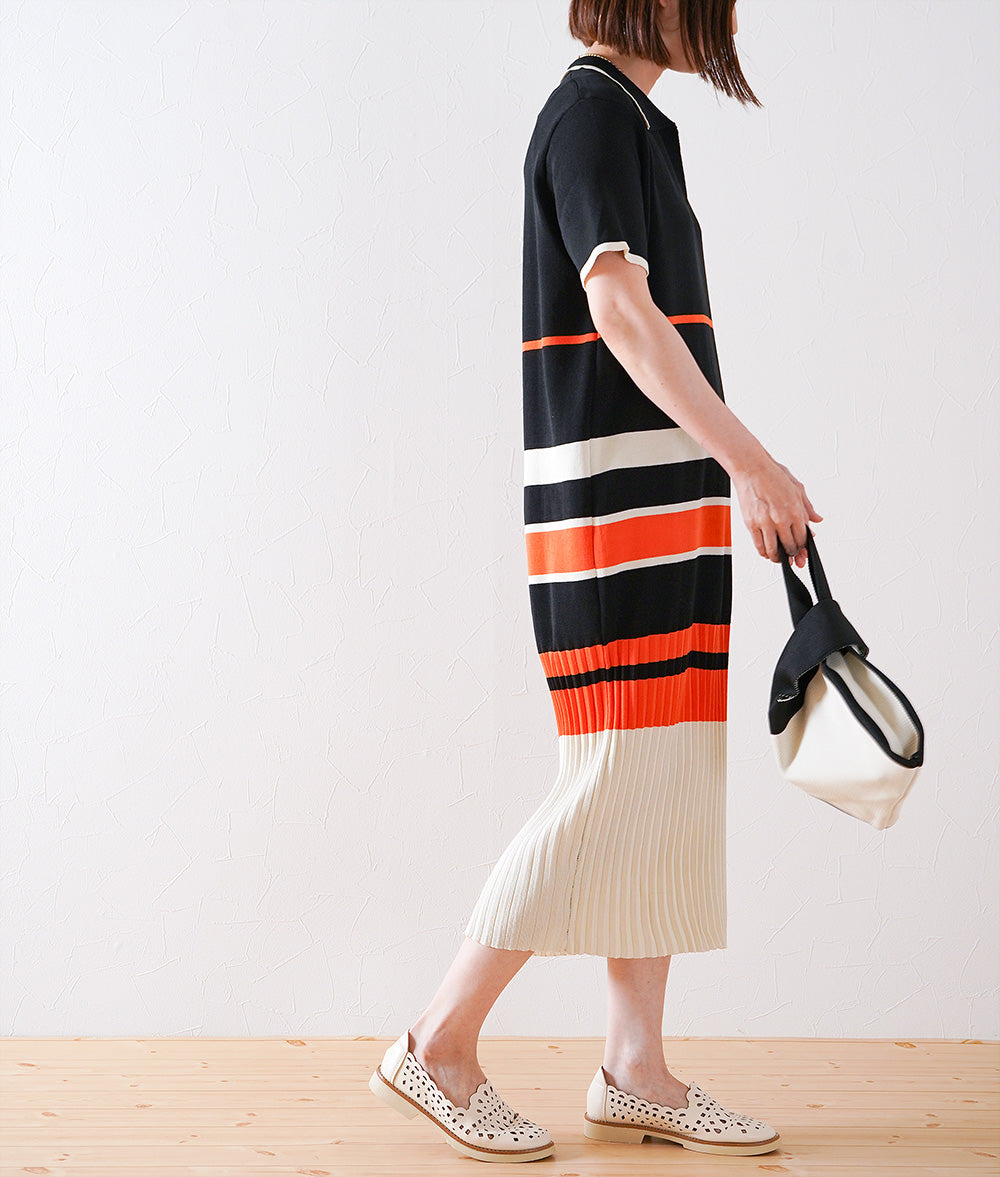 Random border polo knit dress
