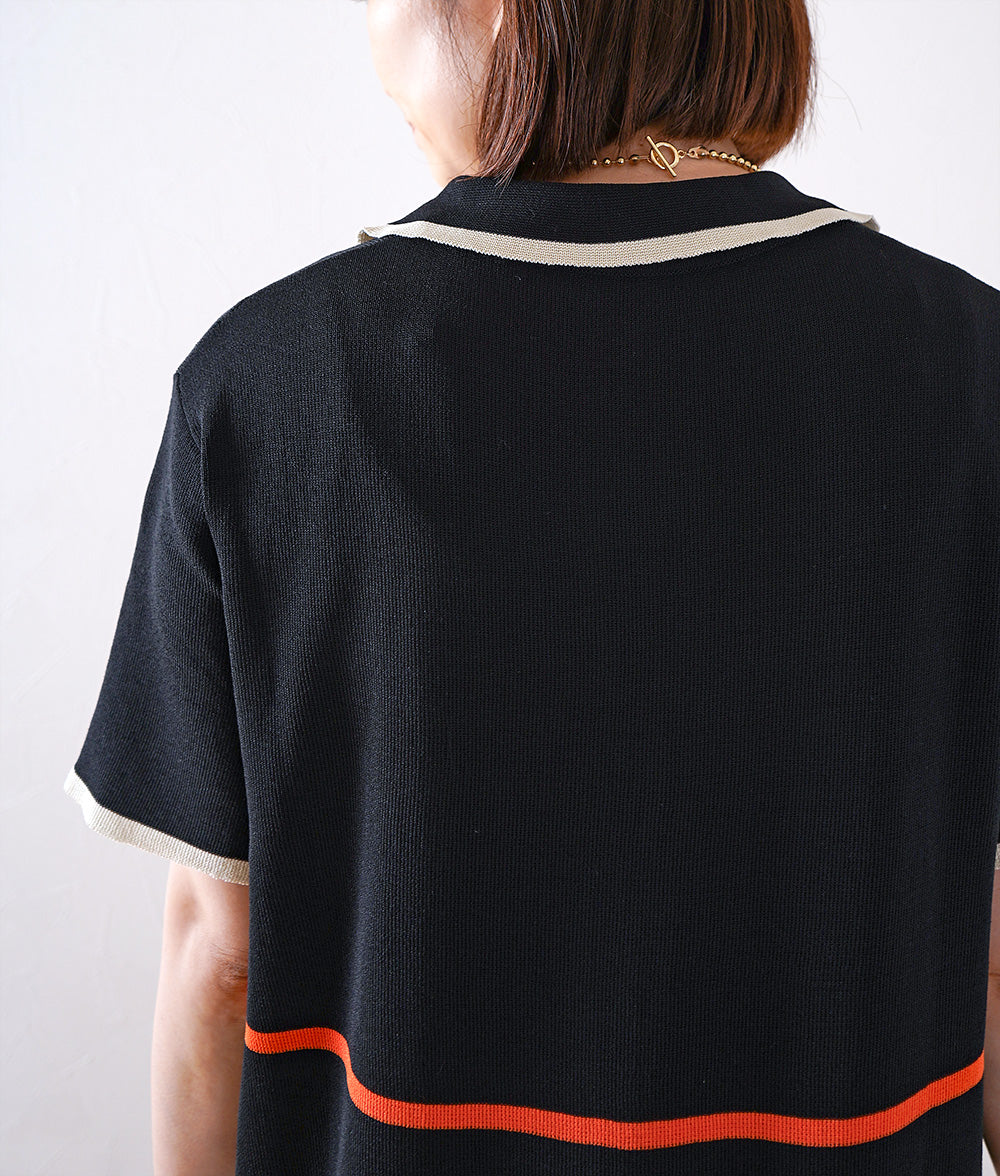 Random border polo knit dress