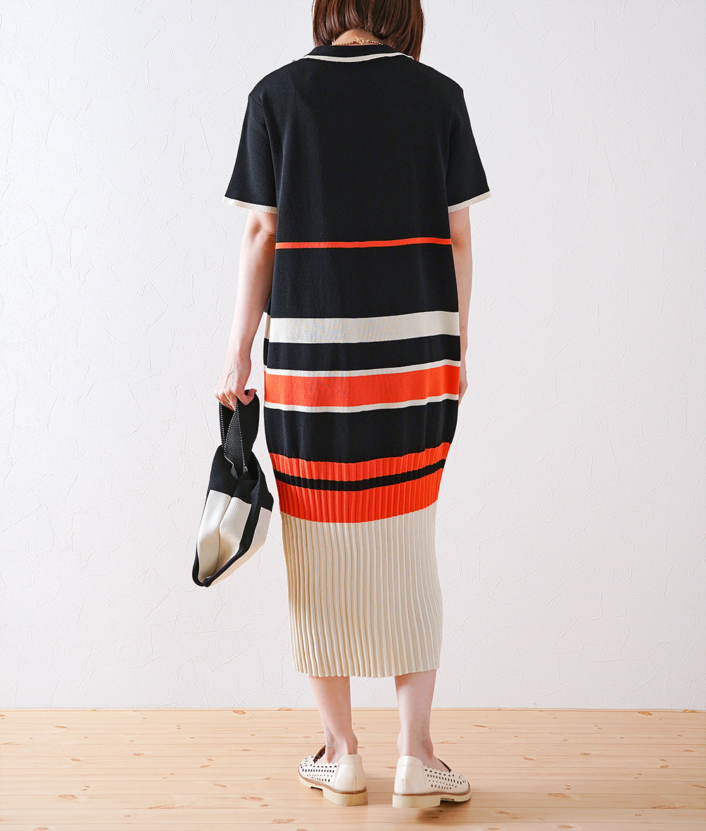 Random border polo knit dress