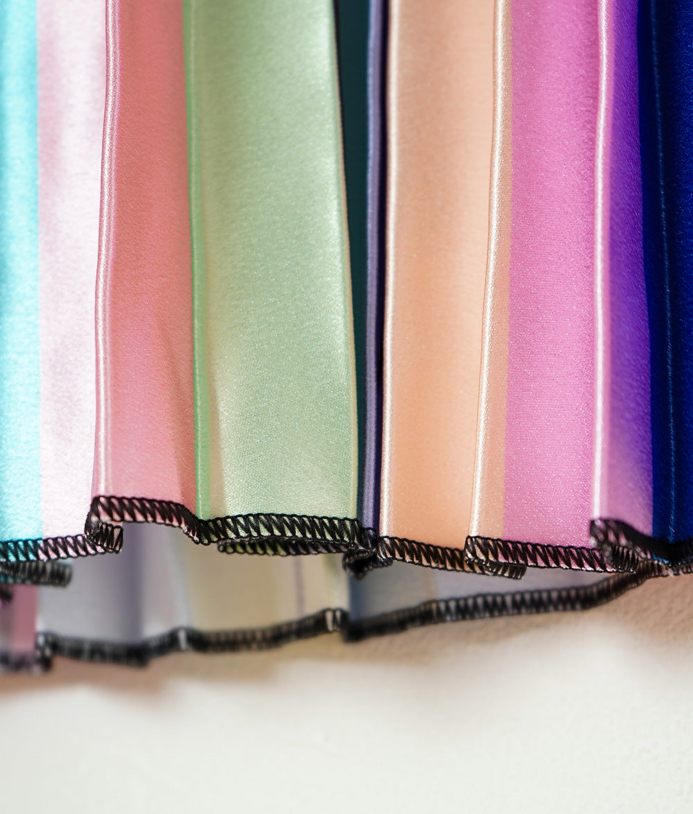 Satin rainbow pleated skirt