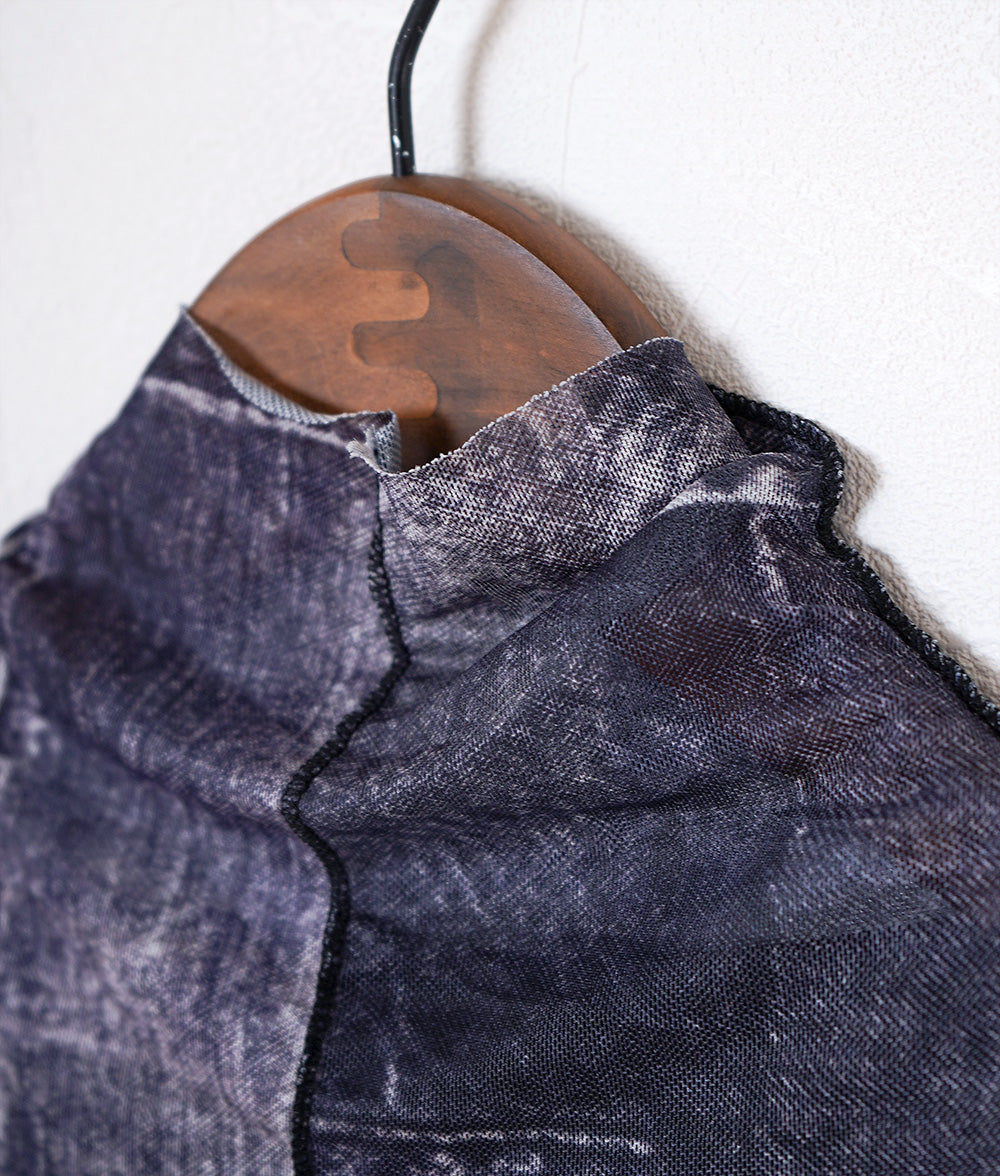 Denim patchwork style tulle dress