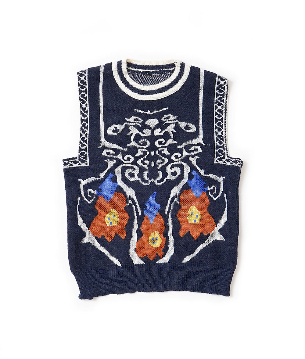 Geometric jacquard knit vest
