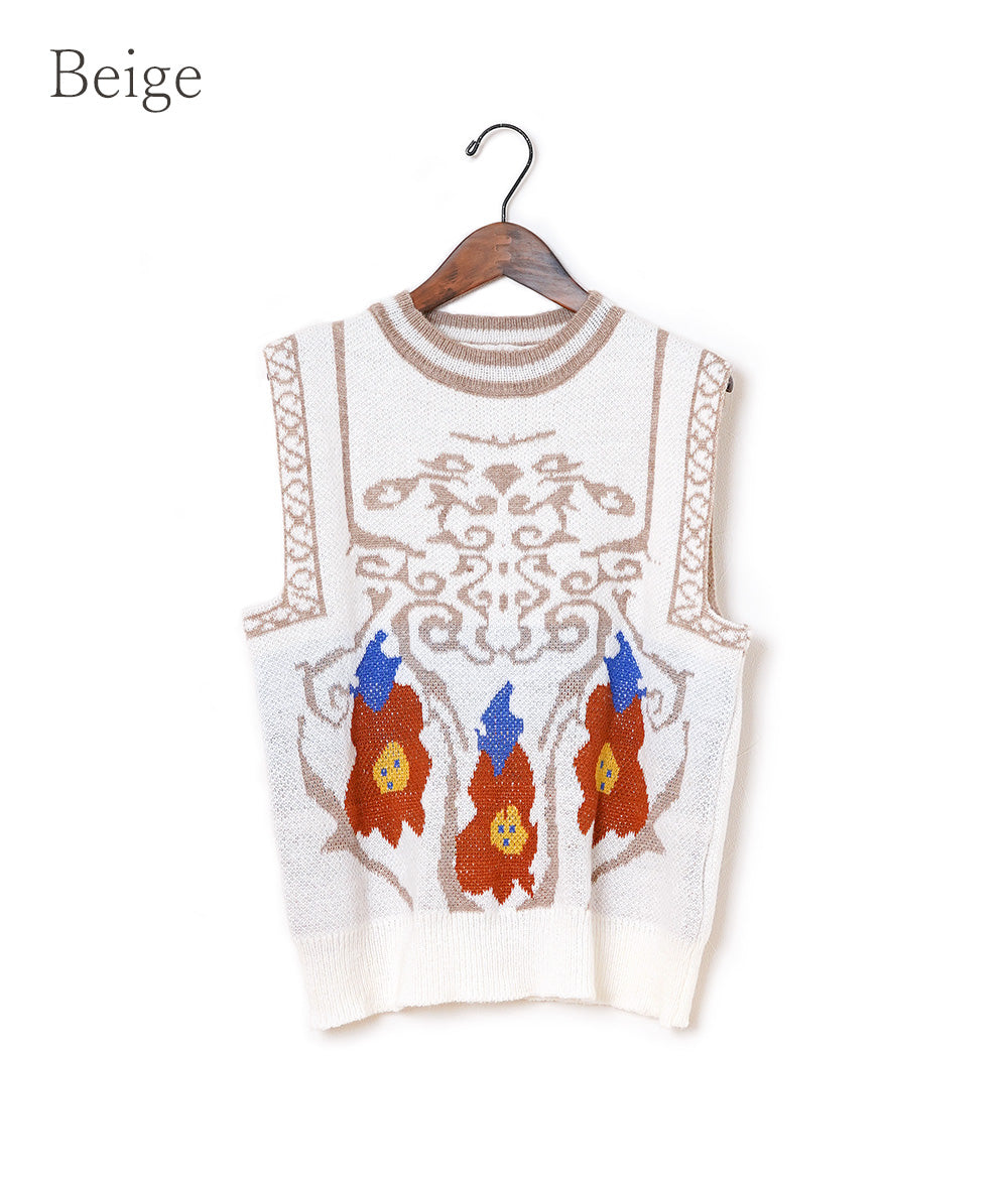 Geometric jacquard knit vest