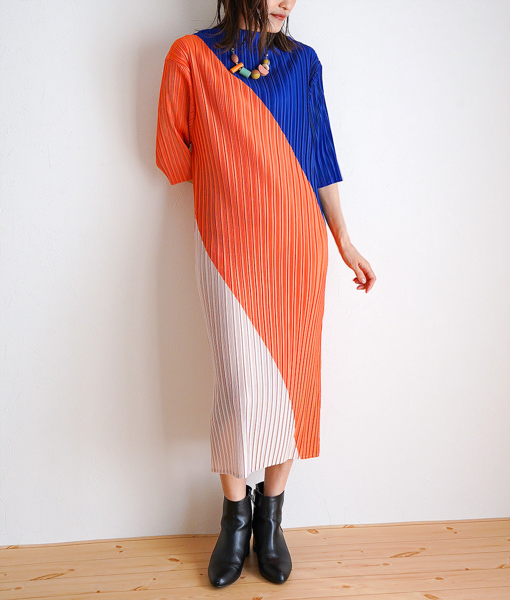 3 color block pleated dress