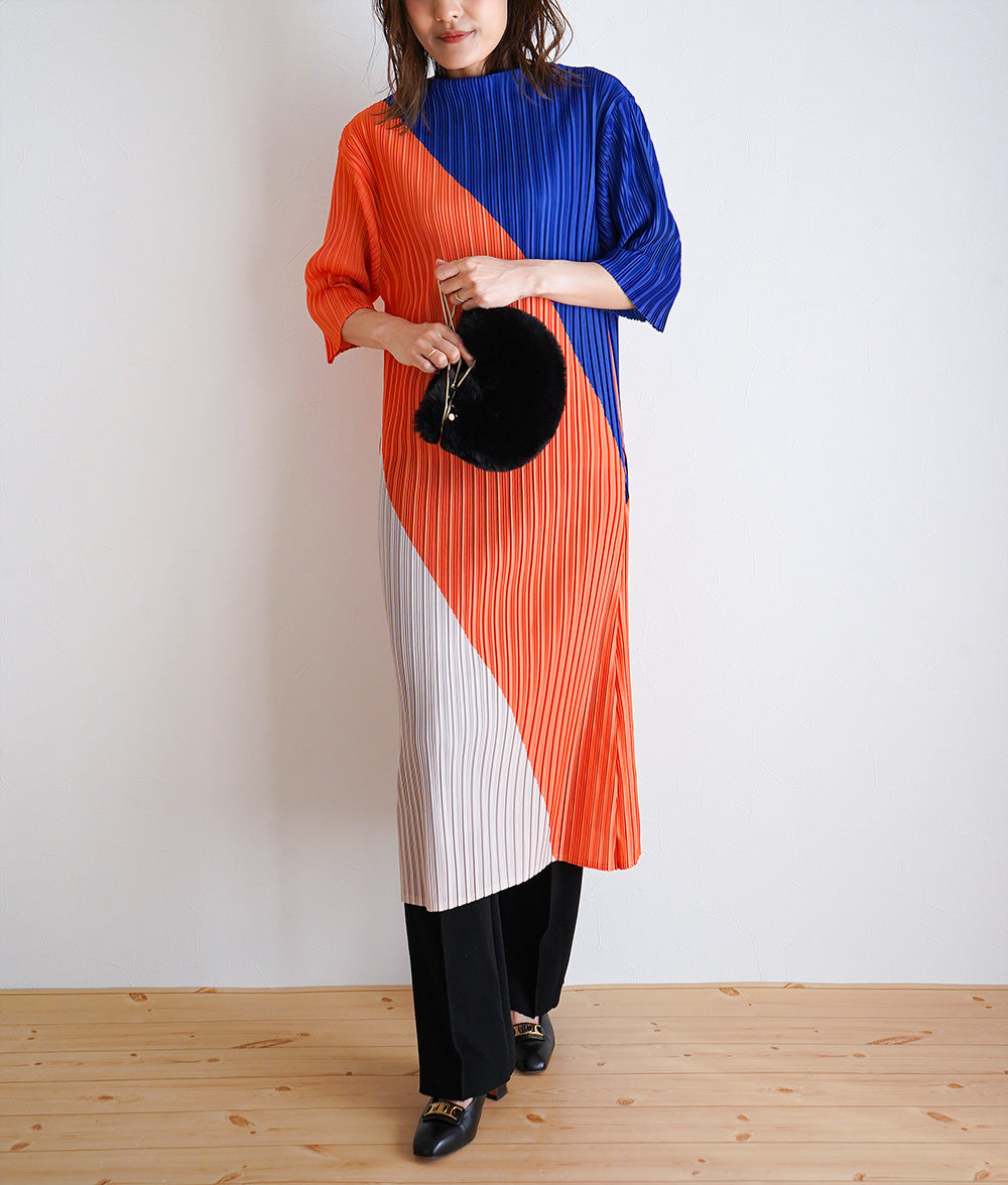 3 color block pleated dress