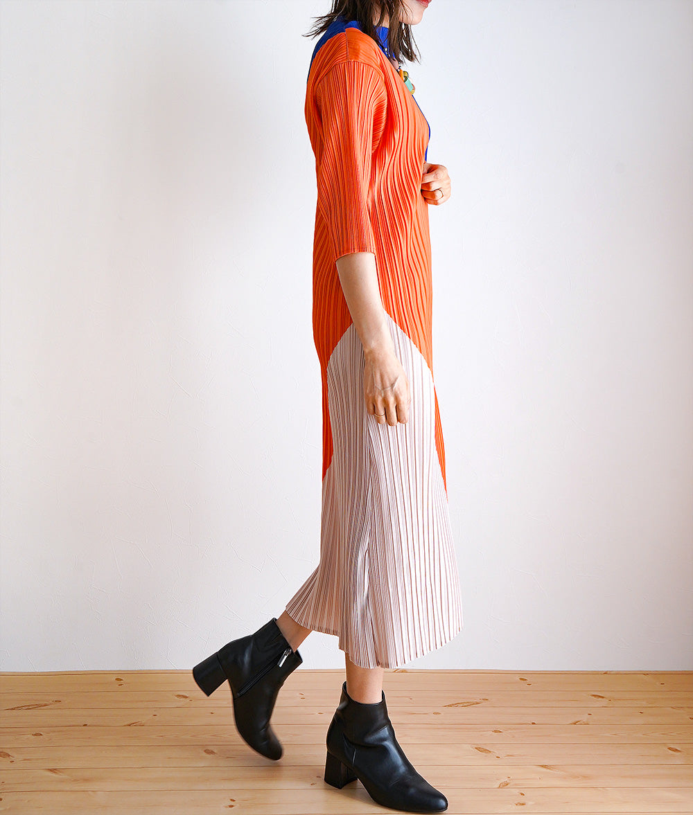 3 color block pleated dress