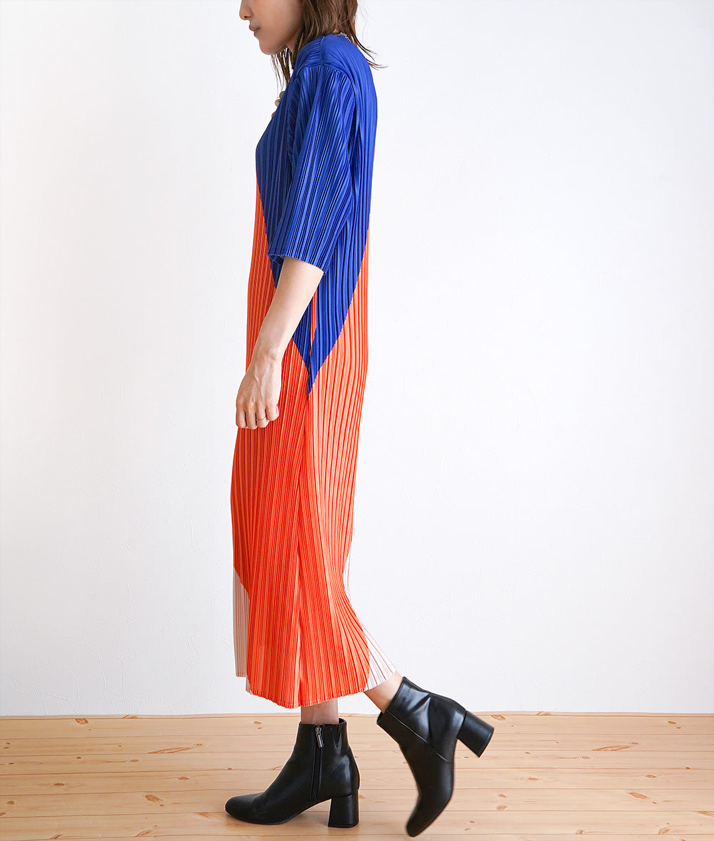 3 color block pleated dress