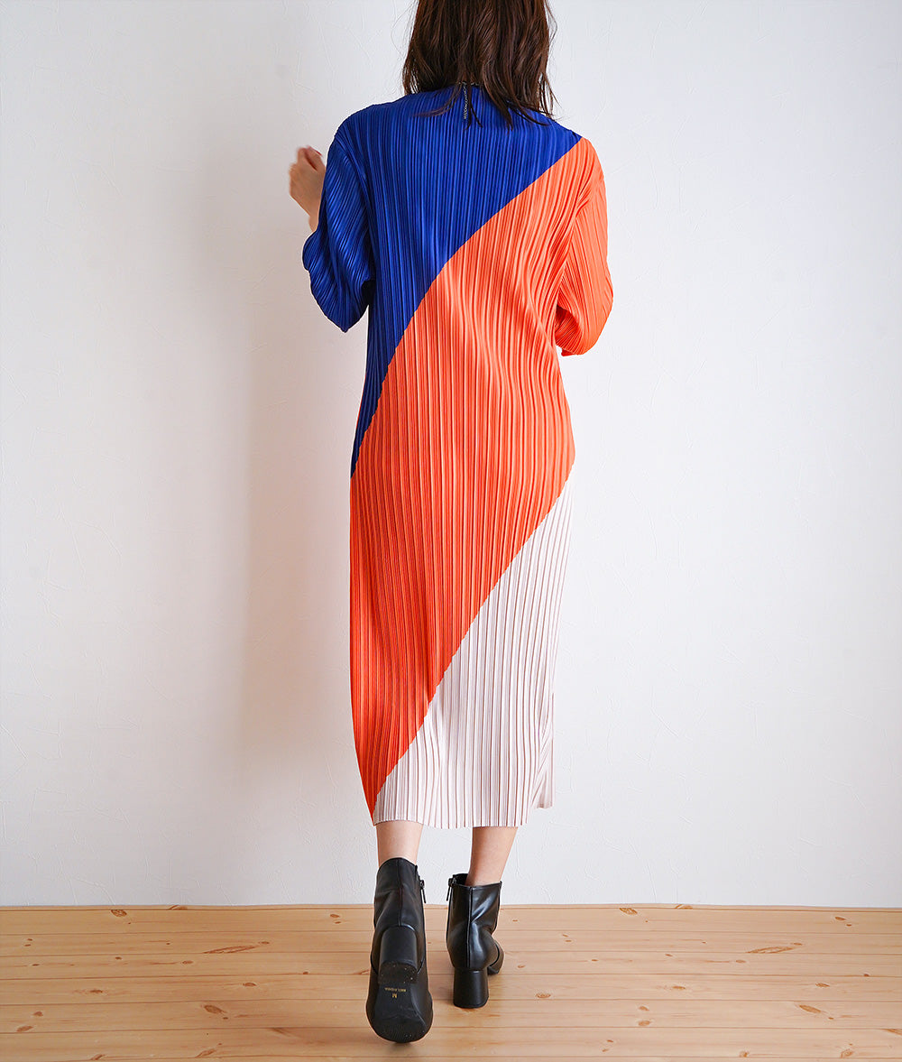 3 color block pleated dress
