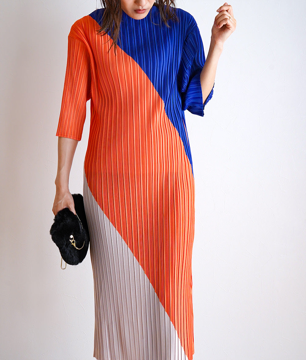 3 color block pleated dress