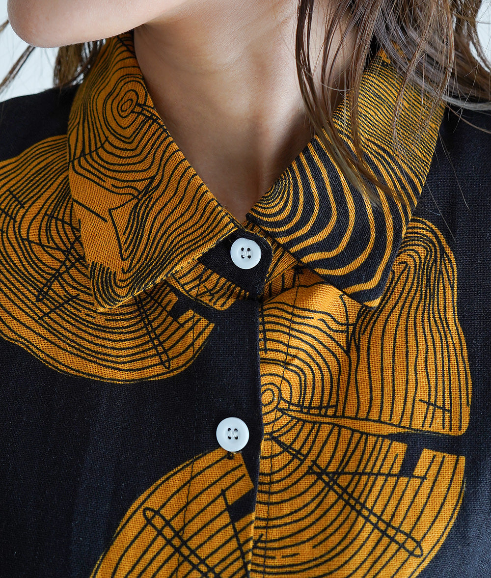 Annual ring pattern shirt dress