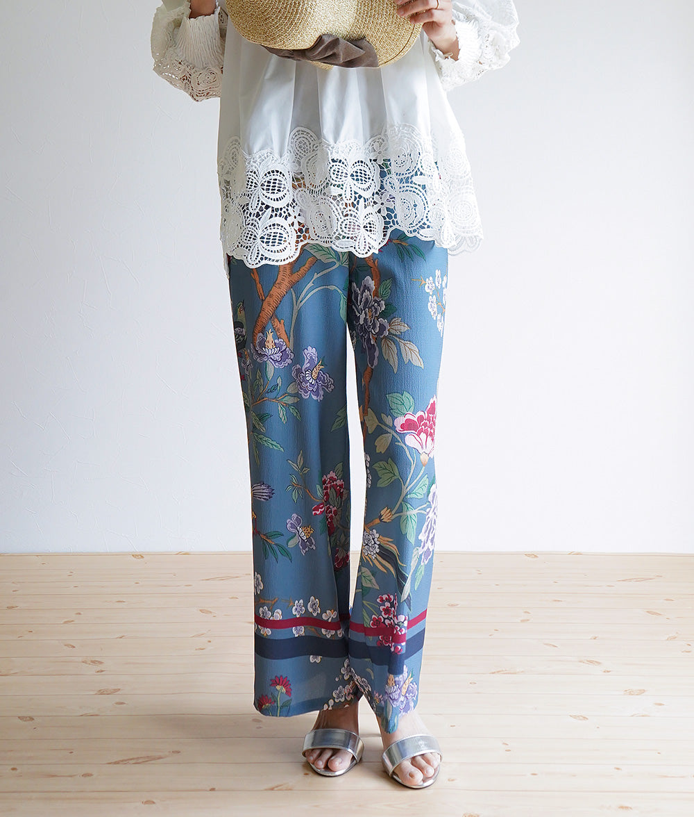 【SALE】Pants with dancing flowers and birds