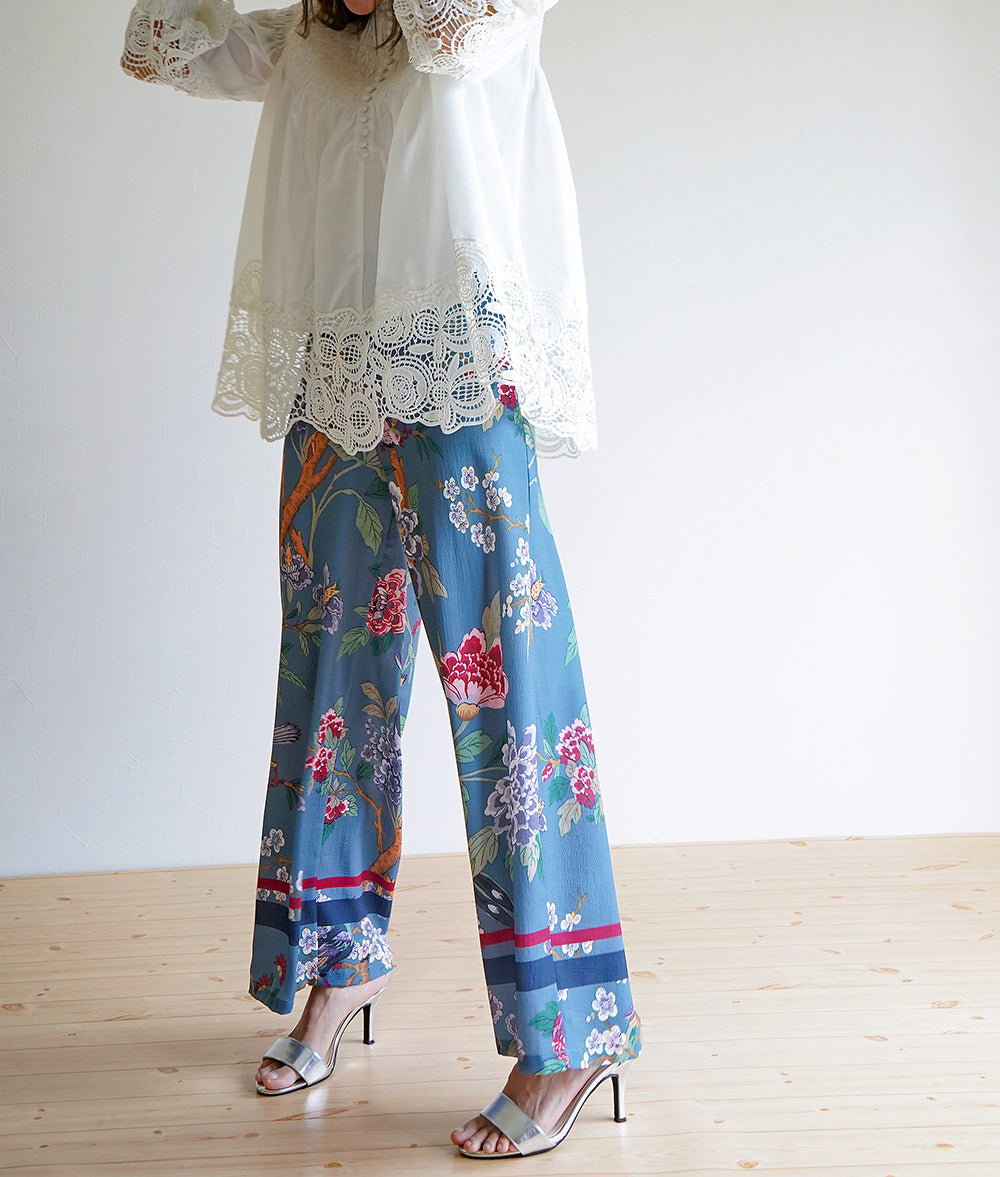 【SALE】Pants with dancing flowers and birds