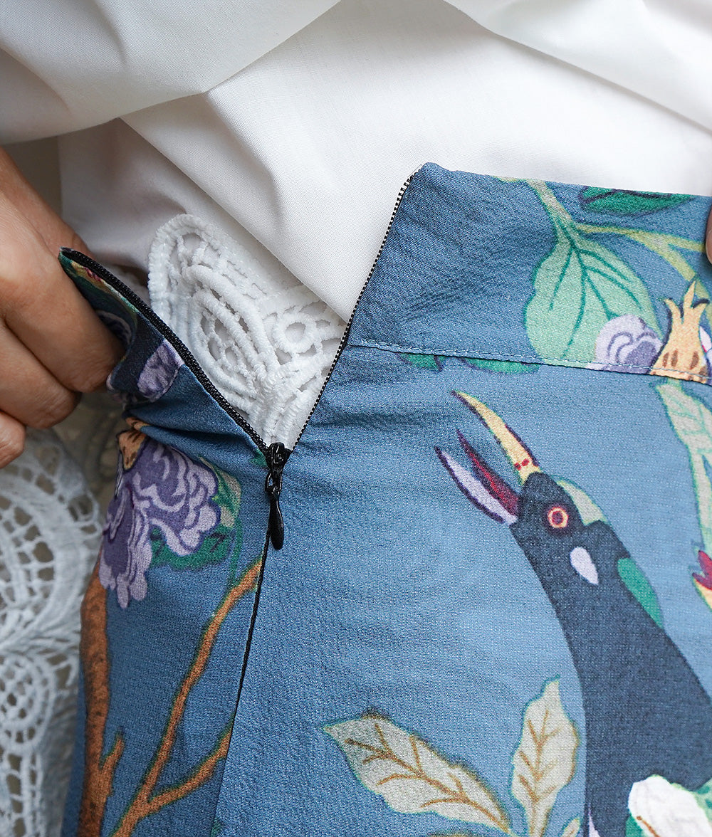 【SALE】Pants with dancing flowers and birds