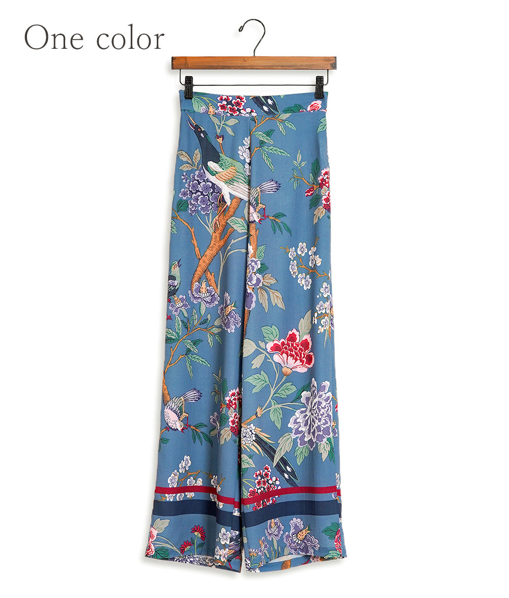 【SALE】Pants with dancing flowers and birds