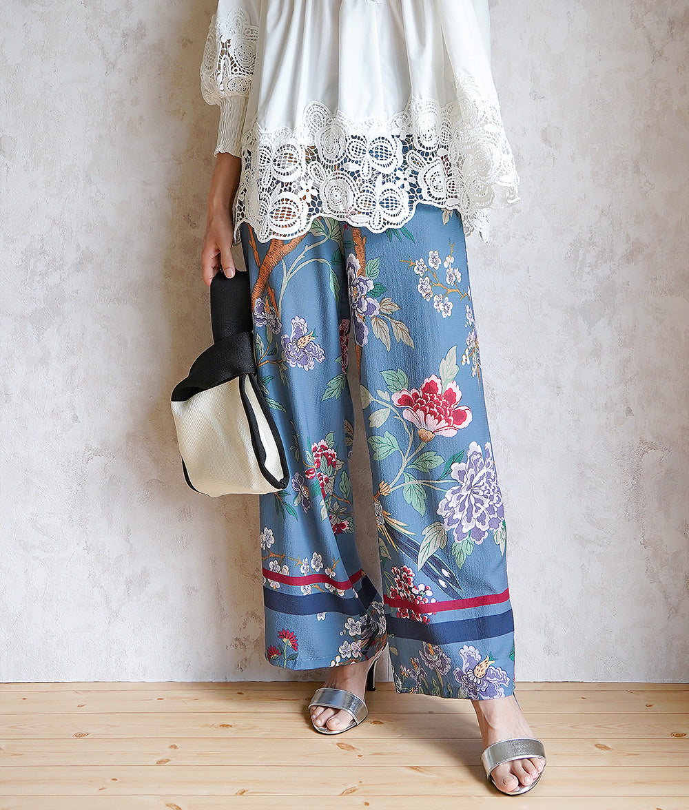【SALE】Pants with dancing flowers and birds