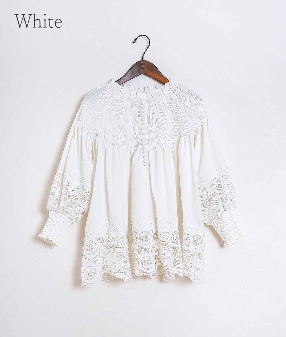 Floral lace and ruched blouse