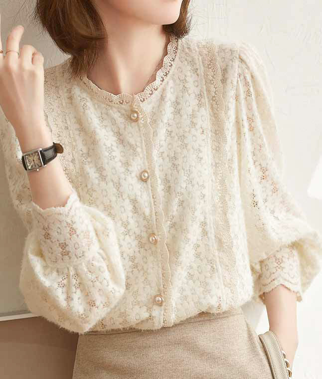 Fluffy full lace sleeve cardigan