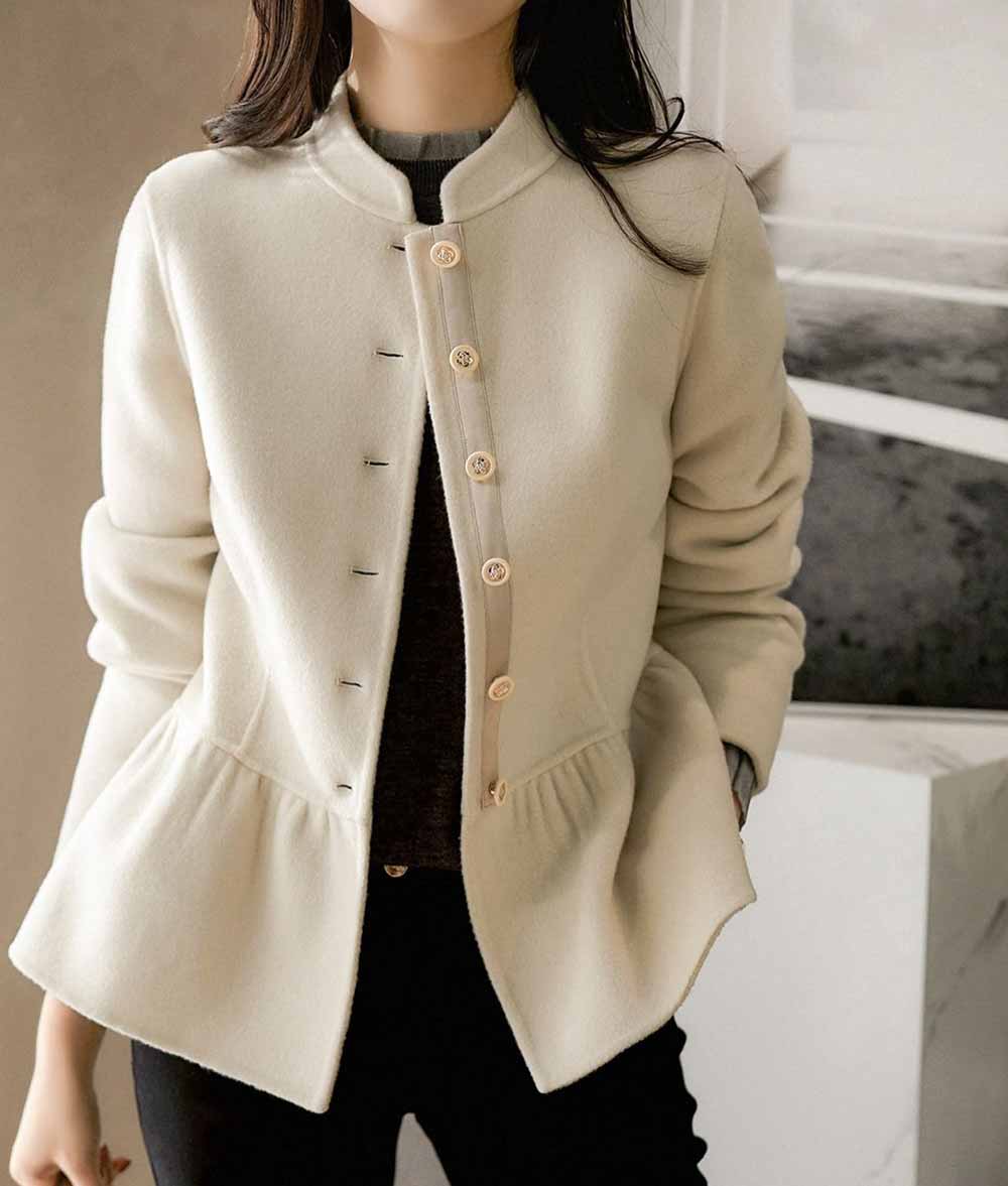 Stand collar peplum jacket