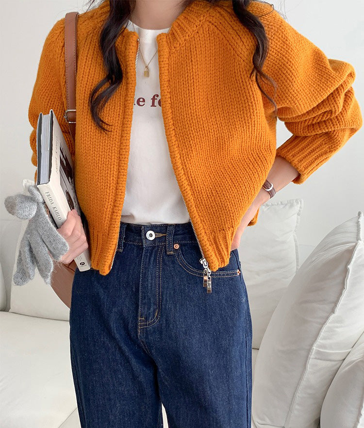 Zip up knit cardigan