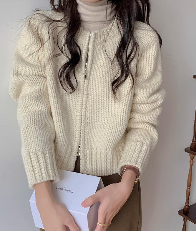 Zip up knit cardigan