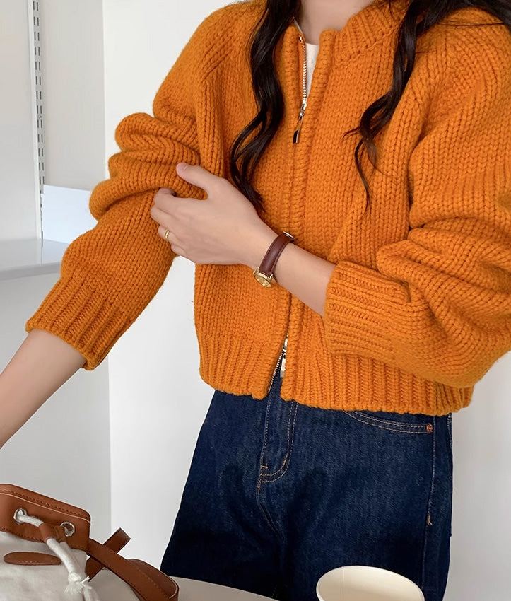 Zip up knit cardigan