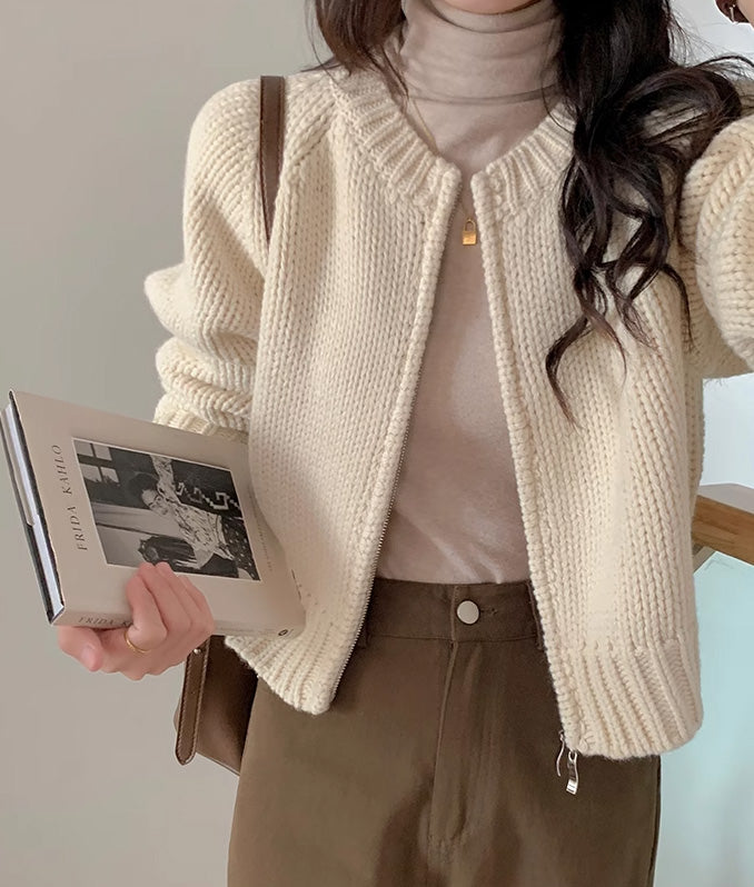 Zip up knit cardigan