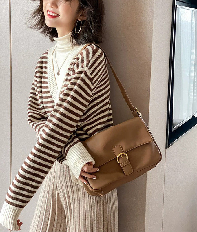 Turtleneck layered striped knit