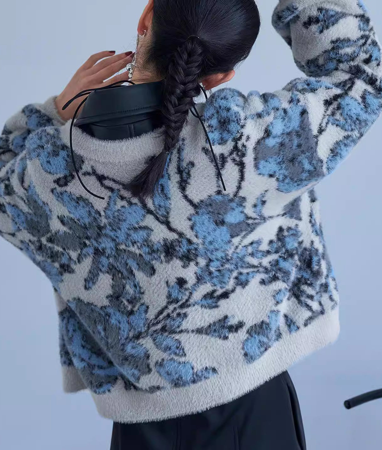 Blue flower knit cardigan