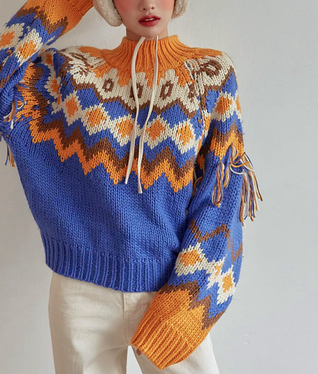 Ortega pattern and fringe knit