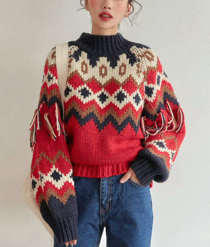 Ortega pattern and fringe knit