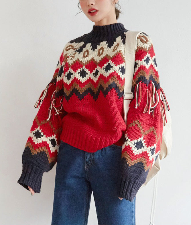 Ortega pattern and fringe knit