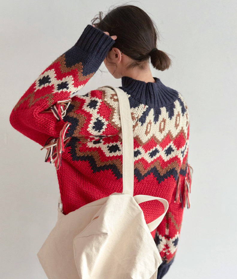 Ortega pattern and fringe knit