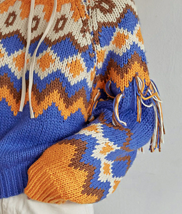 Ortega pattern and fringe knit