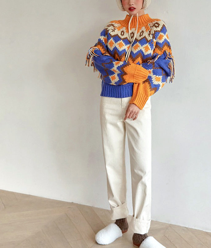Ortega pattern and fringe knit
