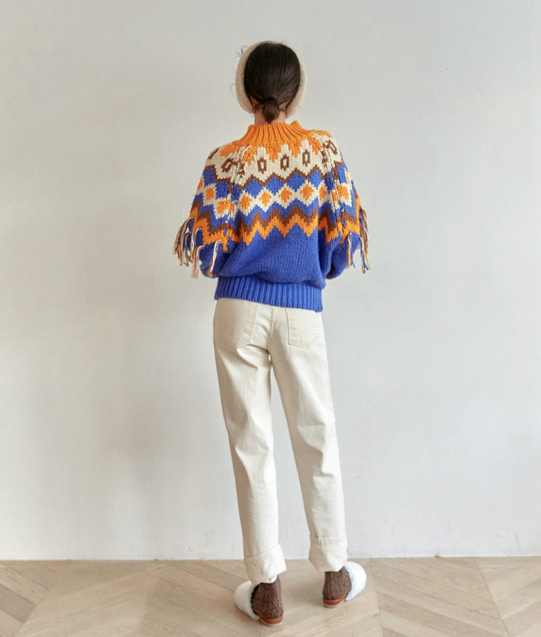 Ortega pattern and fringe knit