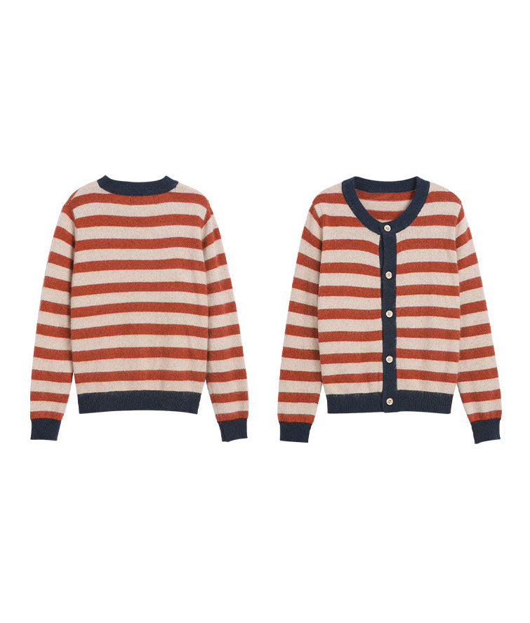 Border knit cardigan with color trim