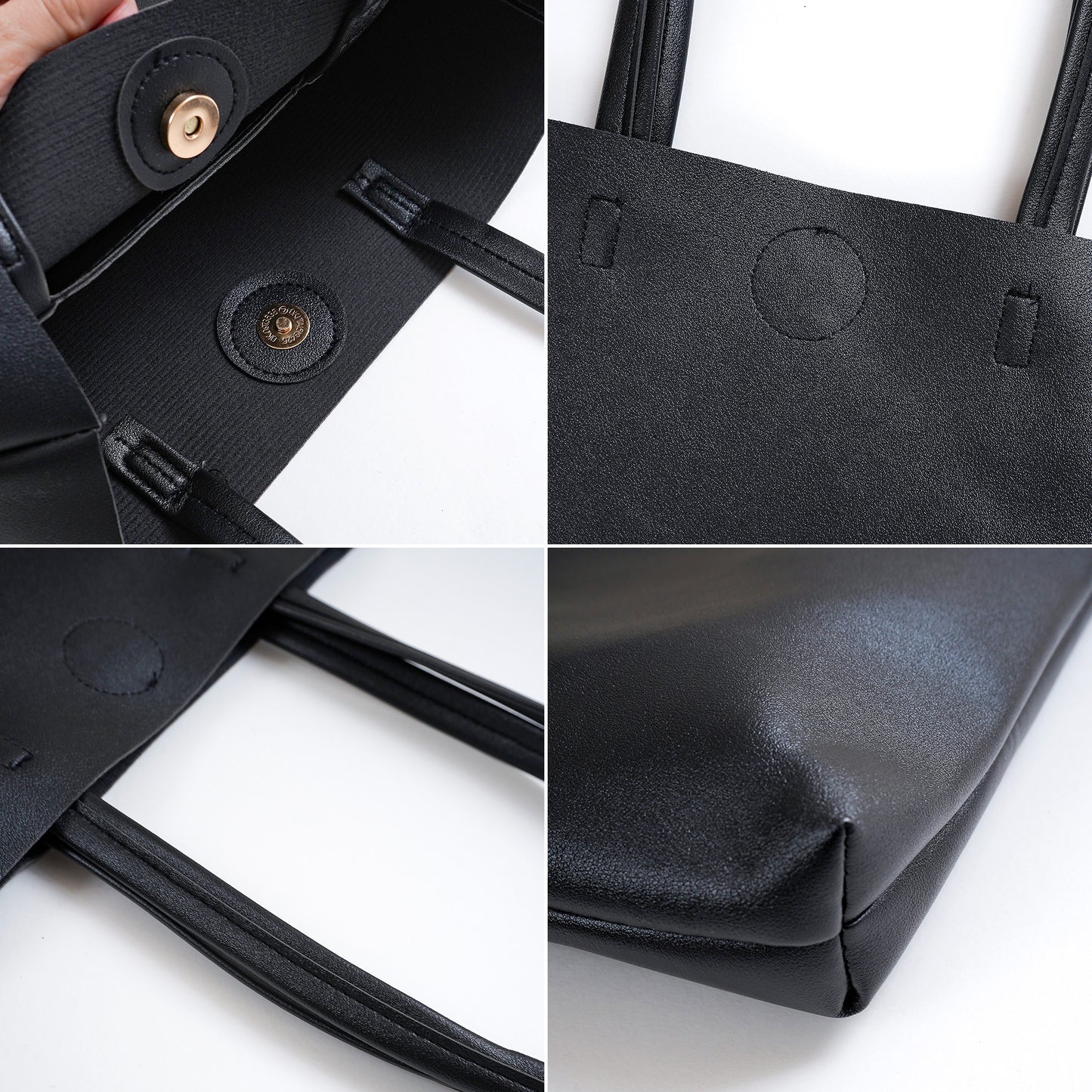 Eco leather vertical tote bag