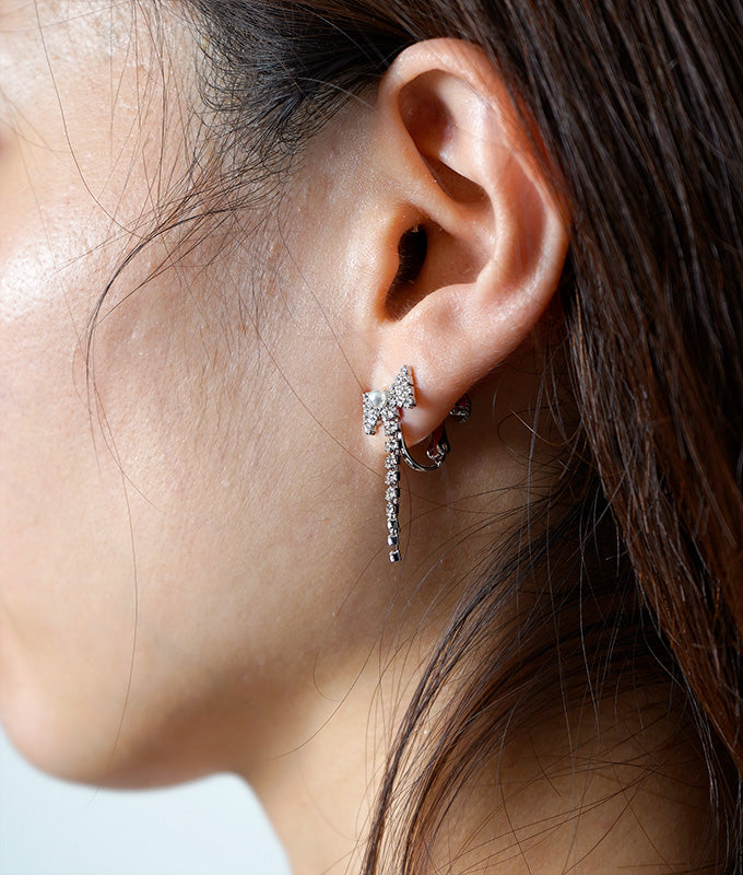 Ribbon with pearl earrings