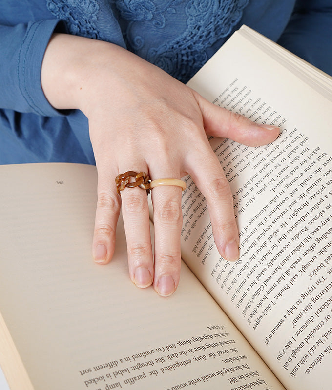 Marble beige brown 2 set ring