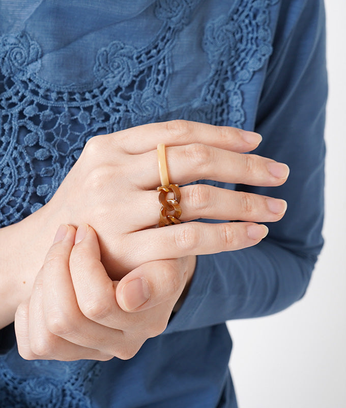 Marble beige brown 2 set ring