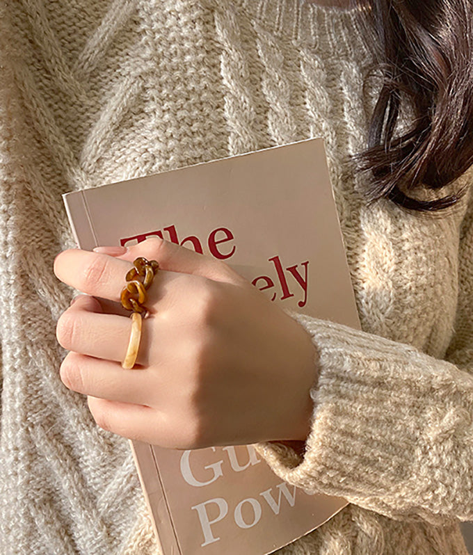 Marble beige brown 2 set ring