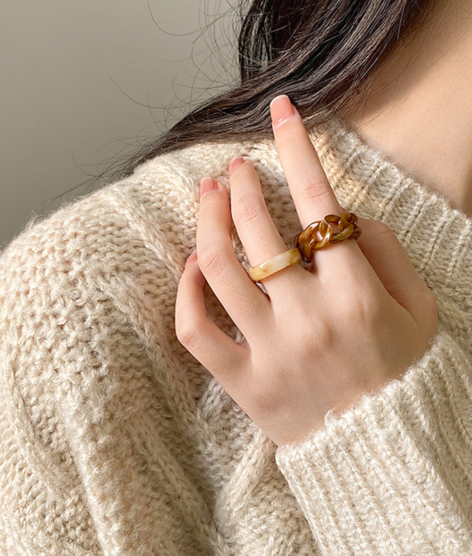 Marble beige brown 2 set ring