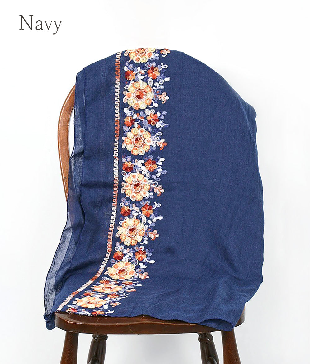Stall with colorful flower embroidery