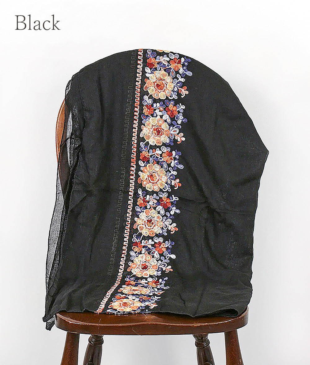 Stall with colorful flower embroidery