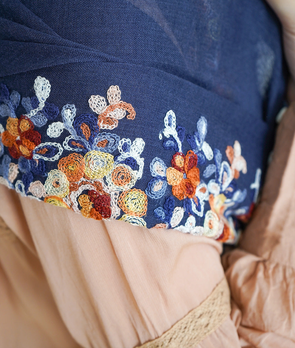 Stall with colorful flower embroidery