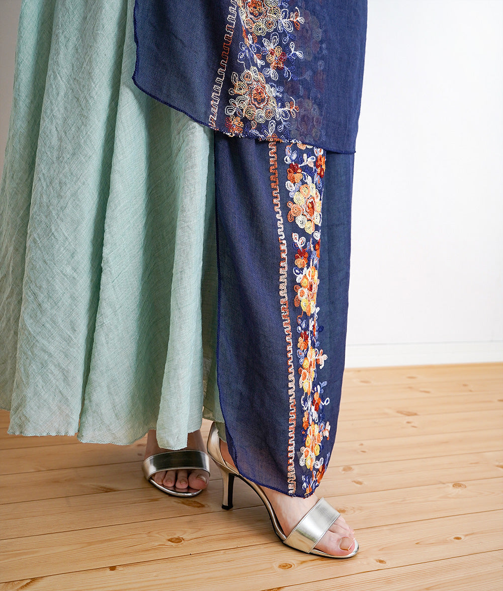Stall with colorful flower embroidery