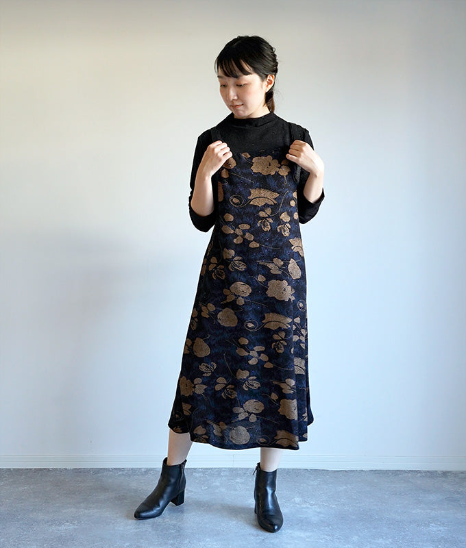Lame and flower high neck dress