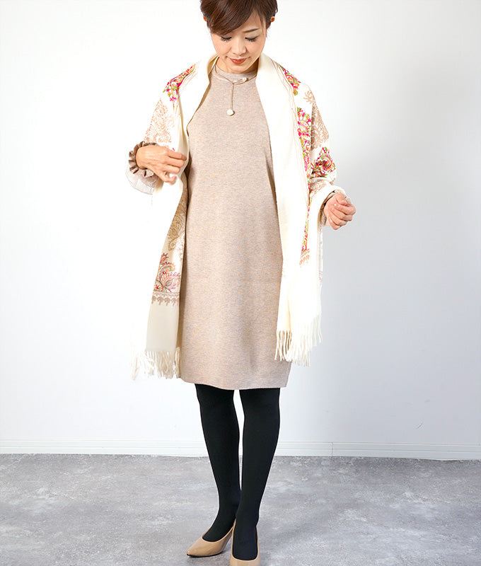 【SALE】Lace sleeve knit dress